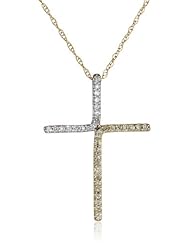 10k Cross Diamond 1/10 cttw Pendant Necklace, 18"