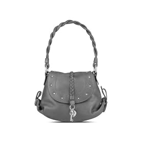 Coccinelle Small Metal - Heart and Key Gray Leather Evening Bag