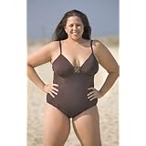 Solid w/ Beaded Center One Piece Plus Size Swimsuit - Plus Size Swimwear Plus Size Swimsuits