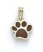 14k Brown Enamel Paw Print Pendant - JewelryWeb