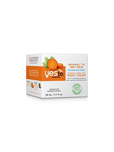 Yes To Carrots Normal To Dry Skin, Fragrance Free, Intense Hydration Night Cream, 1.7 Oz (Pack of 3)