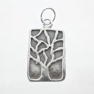 Rectangular Tree of Life Pendant in Sterling Silver with Oxidized Finish, #9183