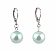 Earrings - E384 - Glass Pearl Drops (10 mm) hung on Silver Tone Leverbacks ~ Aqua Blue