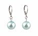 Earrings - E384 - Glass Pearl Drops (10 mm) hung on Silver Tone Leverbacks ~ Aqua Blue