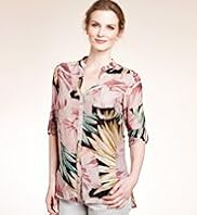 Twiggy for M&S Woman Cotton Rich Daisy Floral Print Blouse with Silk