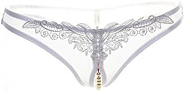Balani Womens Sexy Lingerie Pearl G-string T-back Lace Open Crotch Thong Mesh Temptation Underwear