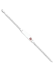 14k White Gold 7in Medical Jewelry ID Bracelet. Metal Wt- 7g