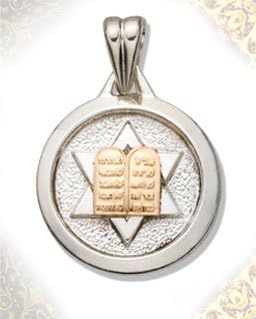 Authentic Kabbalah Star of David and Ten Commandments Tablet Medallion Pendant Necklace.
