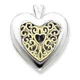 14k & Sterling Silver Filigree Heart Locket