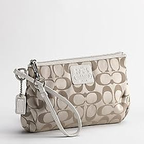 Coach Signature Ali Capacity Large Wristlet Clutch Bag 42665 Khaki Ivory