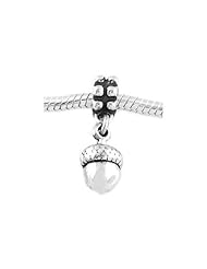 Sterling Silver Three Dimensional Oak Tree Acorn Dangle Bead Charm
