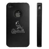 Apple iPhone 4 4S 4G Black Aluminum & Silicone Case St. Louis Cardinals