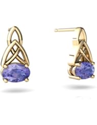 Genuine Tanzanite 14kt Yellow Gold Celtic Knot Earrings