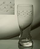Grehom Crystal Pilsner Glass-Creepers, Hand Etched, Mouth Blown, 24% Lead Crystal Drinkware, Sold as single unit