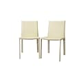 Baxton Studio Crawford Ivory Leather Modern Dining Chair, Set of 2
