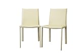 IMAGE OF Baxton Studio Crawford Ivory Leather Modern Dining Chair, Set of 2