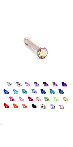 316L Surgical Steel Nose Bone Ring Micro 1.5mm stone Choose Your Color 20G