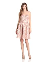 Sweetheart Banding Gathered Brocade/Polyester/Rayon  Dress