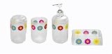 Sealskin Badausstattungs-Set Fleur mit Seifenspender, Seifenablage,  Zahnb�rstenbecher + Mundsp�lbecher (multi/multi)