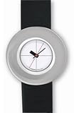 MONDAINE Watches:Mondaine Mario Botta - White Dial - Polished Steel Case - Black Leather Strap