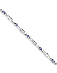 Sterling Silver Tanzanite and Diamond Bracelet, Best Quality Free Gift Box Satisfaction Guaranteed