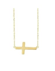 Sterling Silver Gold-Plated 16 + 2" extension Sideways Cross Necklace