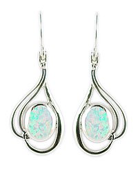 Morningflower Swirled White Opal Earrings