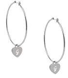 G by GUESS Large Hoop Earrings with G Hearts, SILVER