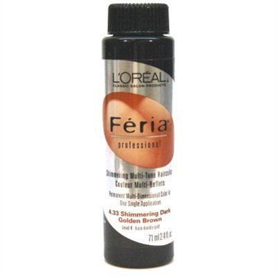 Loreal Feria Color #4.33 2.4oz Shimmer Dark Gold Brown (3 Pack)