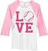 LOVE Softball Juniors White / Pink Baseball Style T-Shirt