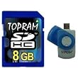 TOPRAM 8GB 8G SD SDHC Secure Digital Class 6 Memory Card with R5 Multi-function Card Reader - TRSD8GSDHCR5