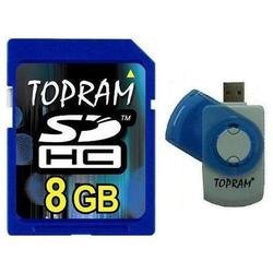TOPRAM 8GB 8G SD SDHC Secure Digital Class 6 Memory Card with R5 Multi-function Card Reader - TRSD8GSDHCR5