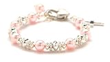 Pink Pearl Sterling Silver Christening Baby Bracelet