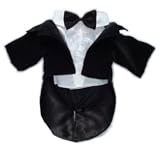 Dog Tuxedo Suit Black Jacket Formal Shirt Bow tie XS