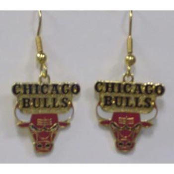 NBA Dangling Earrings - Chicago Bulls Logo (Quantity of 1)
