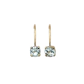 14K Yellow Gold Prong Set 4 MM Aquamarine Earring Studs by Katarina Jewelry
