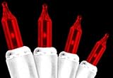 Set of 50 Super Bright Red Mini Christmas Lights - White Wire