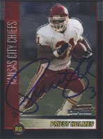 Priest Holmes, Kansas City Chiefs, 2002 Bowman Chrome Autographed Card
