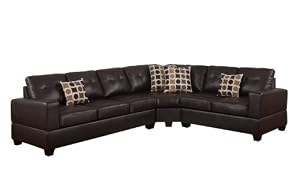 Bobkona 3-Piece U-Design Reversible Sectional Sofa Collection with Bonded Leather, Moiety, Espresso Bobkona 3-Piece U-Design Reversible Sectional Sofa Collection with Bonded Leather, Moiety, Espresso