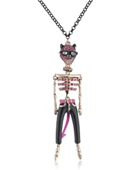 Betsey Johnson "Angel Devil" Devil Skull Long Pendant Necklace, 39"