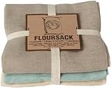 Now Designs Set of 3 Floursack Towels, Sky Blue Series