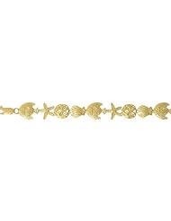 Gold Bracelet 7" Starfish, Sanddollar, Shell & Fish High Polish