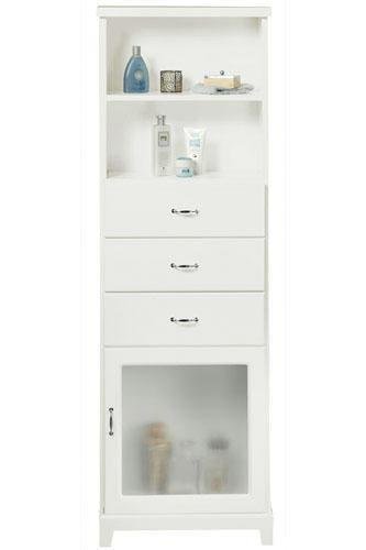 Dexter Glass - door Linen Storage Cabinet, 22"W, WHITE
