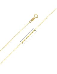 14K Yellow Gold 0.6mm Cobra Chain Necklace with Spring Ring Clasp - 16" Inches