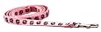 Xsmall Pink/Brown Puppy Paws Dog Leash: 1/2" wide, 4ft length.