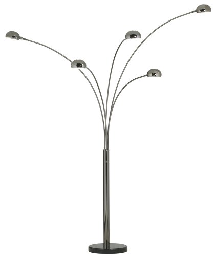 Black Chrome Five Arm Arc Floor Lamp