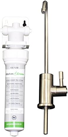 Kitchen Choice KC725-BRS Point of Use Drinking Faucet with High-Spout, Round Tapered Body and Water Filtration System, Brushed Stainless