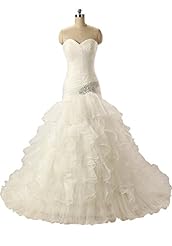 Strapless Basque   Waistline Organza Floor Length Mermaid Sweetheart Ruched Lace   Dress With Ruffles