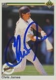 Chris James, San Diego Padres, 1990 Upper Deck Autographed Card
