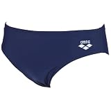 Arena Boys' Satamis Jr Race Xtra Life Lycra Solid Brief Swimsuit,Navy/Metallic Silver,14Y